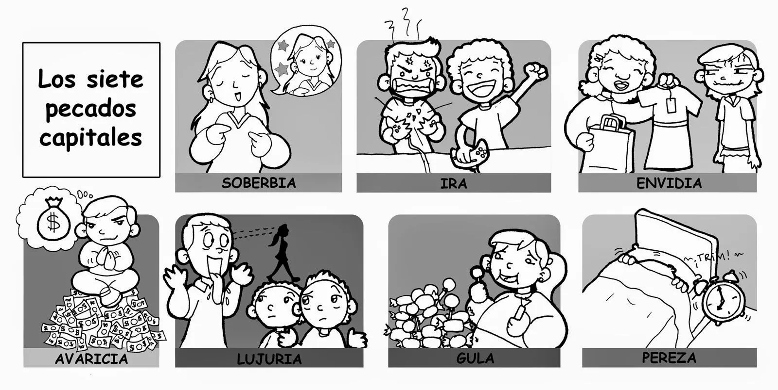 Dibujos para catequesis: PECADOS CAPITALES