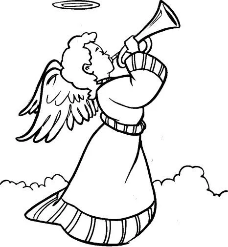 Dibujos Católicos : Angel con trompeta para colorear