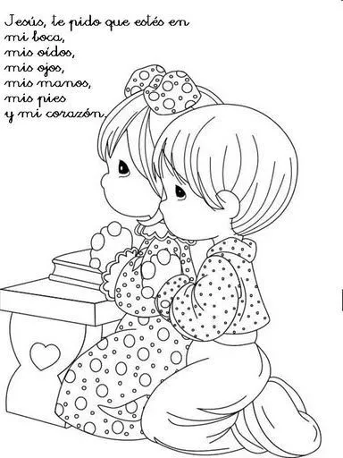 Dibujos Católicos : Imagenes niños en oración para colorear