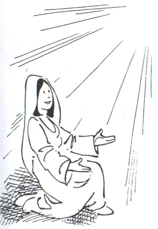 Dibujos Católicos : María recibe el mensaje de Dios para colorear