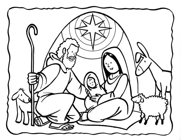 Dibujos Católicos : Pesebre del niño jesús para colorear