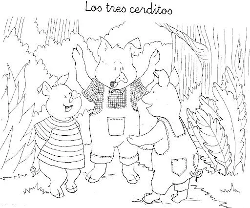 Dibujos para colorear el lobo y los tres cerditos - Imagui