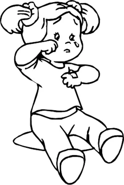 Dibujo para colorear de un niño triste - Imagui