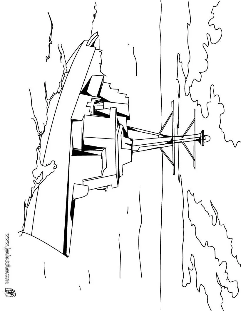 Dibujos para colorear BARCOS, barco de guerra para imprimir