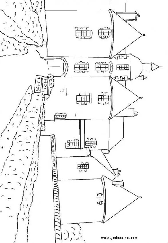 Dibujos para colorear CASTILLOS, Un castillo francés para imprimir