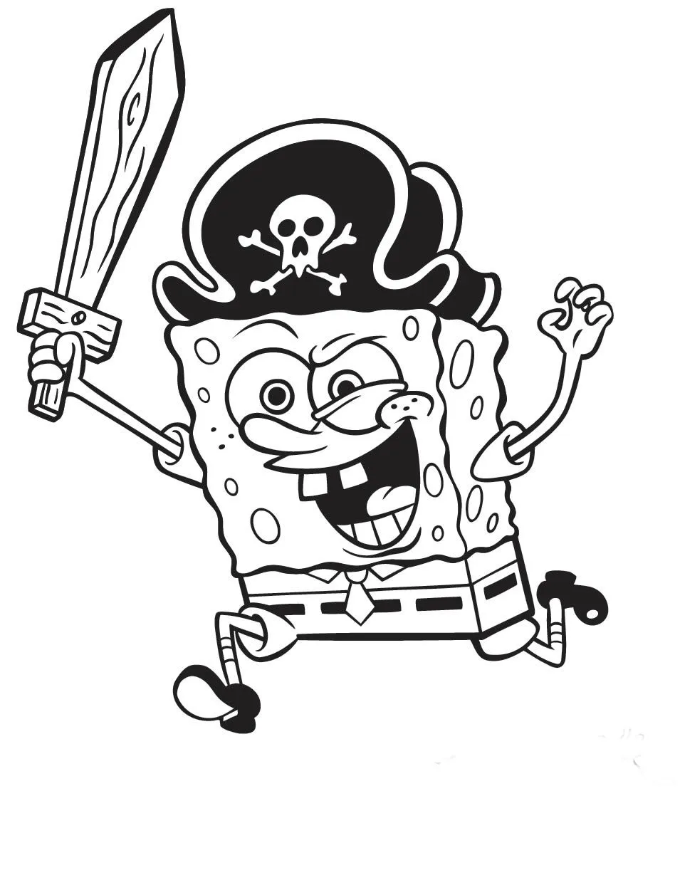 DIBUJOS PARA COLOREAR: DIBUJO DE BOB ESPONJA VESTIDO DE PIRATA ...