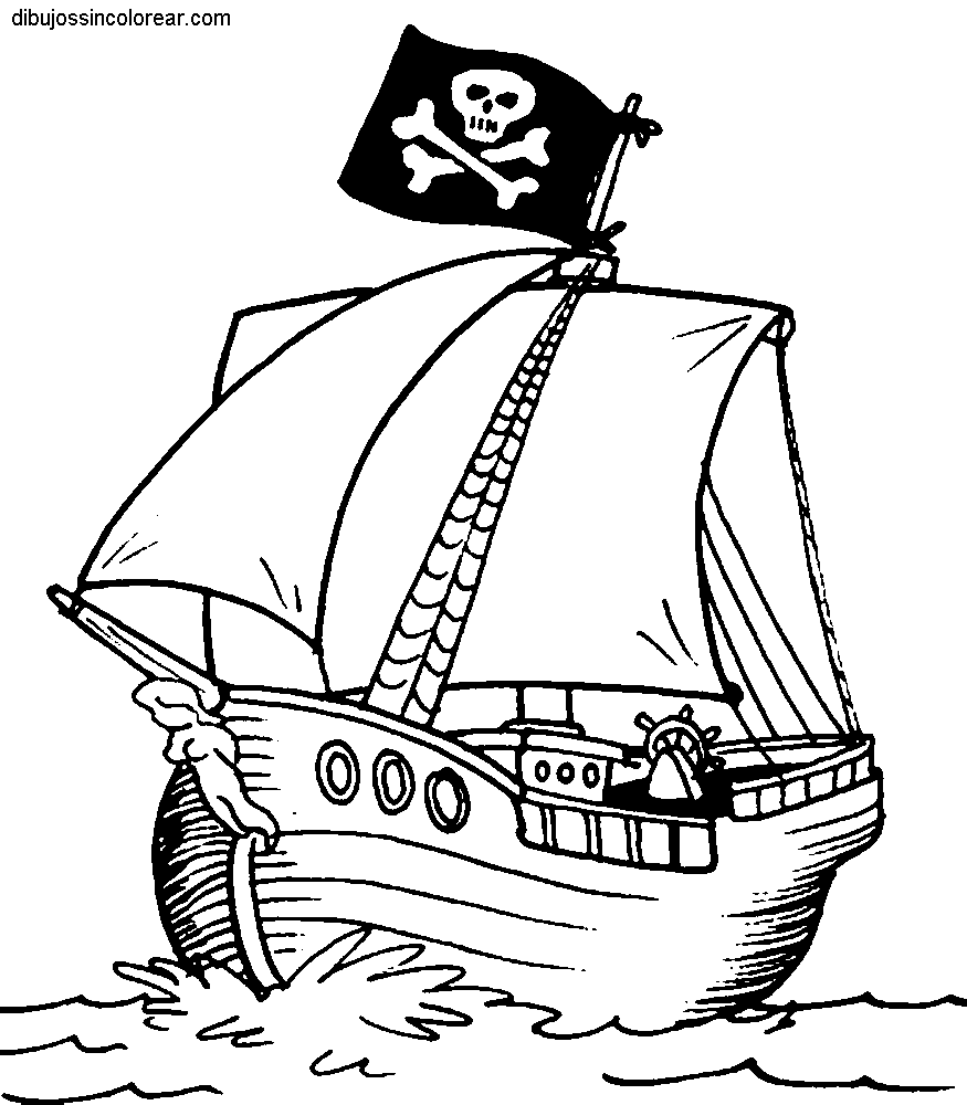 Dibujos Sin Colorear: Dibujos de Barcos Pirata para Colorear