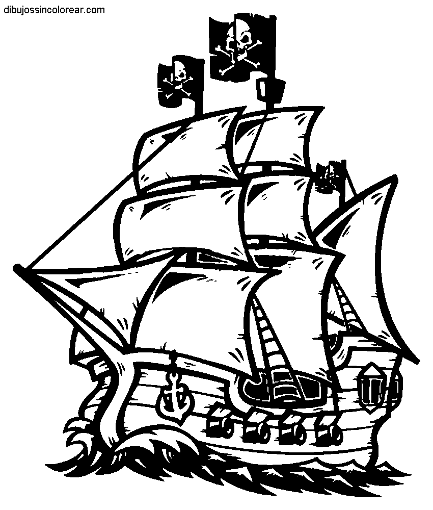 Dibujos Sin Colorear: Dibujos de Barcos Pirata para Colorear