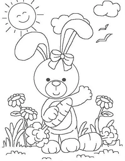Dibujos para colorear: Dibujos para colorear - Conejito con zanahoria