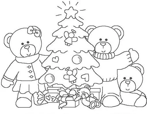 Dibujos para colorear: Dibujos para colorear - Navidad - Ositos con ...