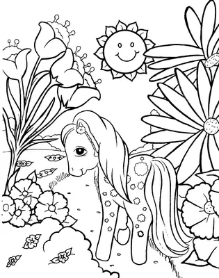 Dibujos para colorear: Dibujos para colorear - Ponny con flores