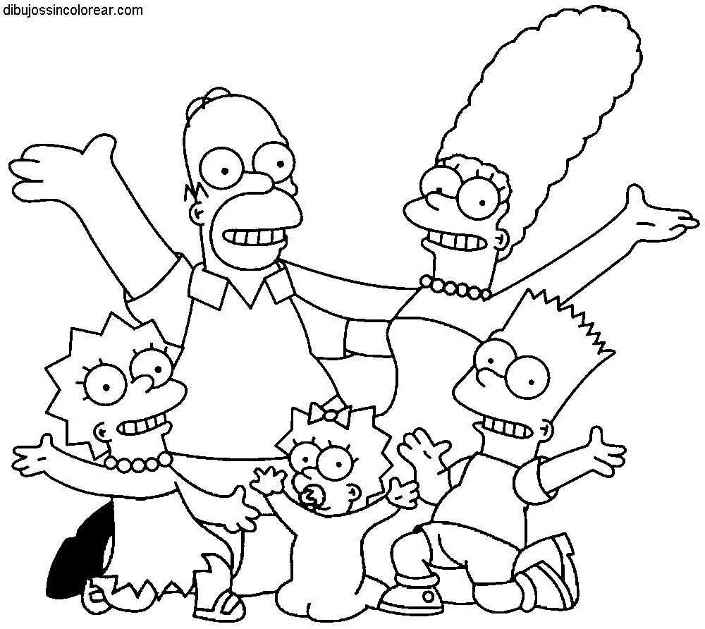 Dibujos Sin Colorear: Dibujos de la Familia Simpsons para Colorear