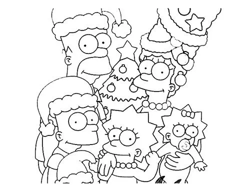 Dibujos para colorear: Dibujos de Navidad para pintar - Los Simpsons