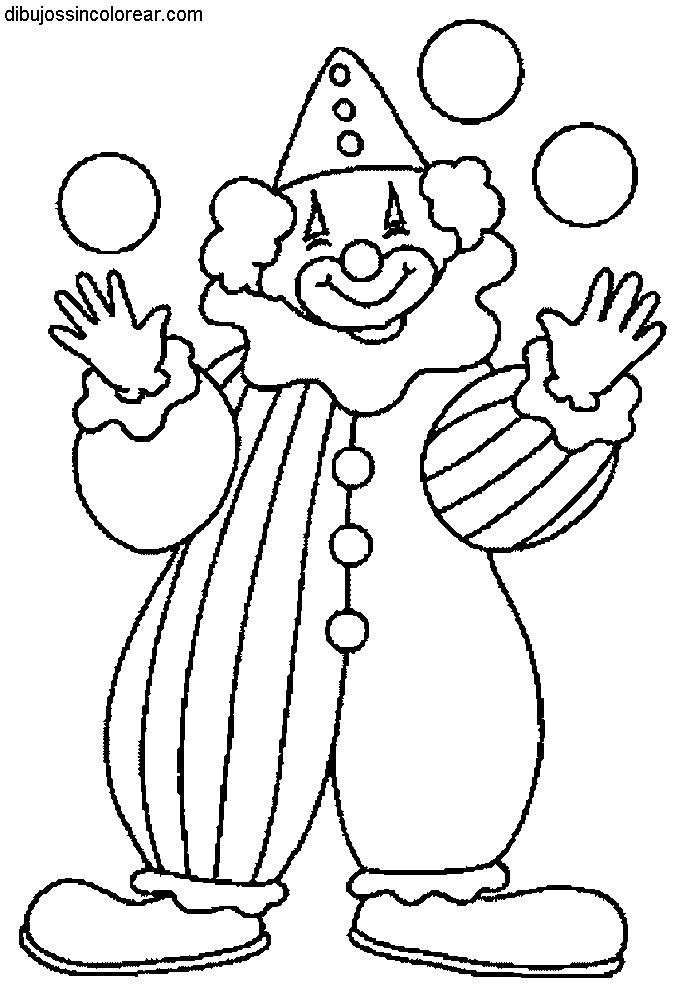 Dibujos Sin Colorear: Dibujos de Payasos del Circo para Colorear