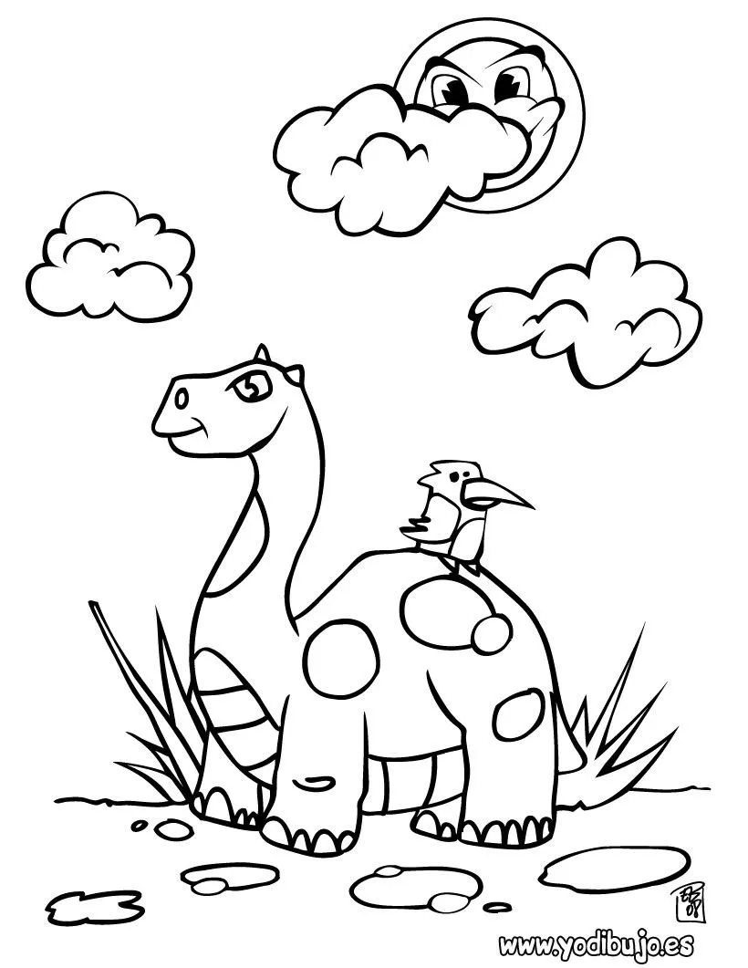 Dibujos para colorear DINOSAURIOS, Cuello largo para peques para ...