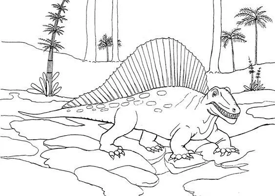 Dibujos para colorear DINOSAURIOS, Dimetrodón para imprimir