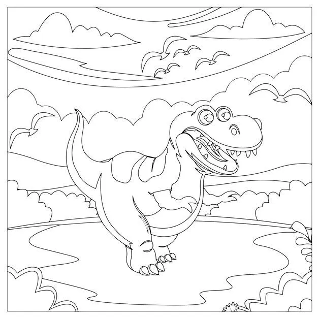 Dibujos para colorear de dinosaurios para niños imprimibles vector premium  | Vector Premium