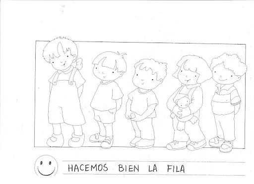 Dibujos para colorear de filas de niños - Imagui