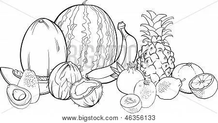 Dibujos para colorear de frutas tropicales - Imagui