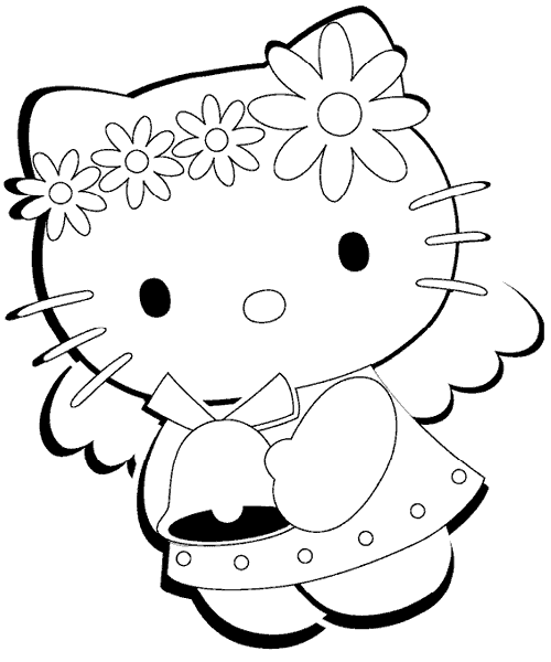 DIBUJOS PARA COLOREAR DE HELLO KITTY:KITTY ANGEL DIADEMA DE FLORES ...