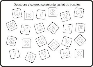 Examen de Las Vocales para colorear | Dibujos para Colorear Infantil