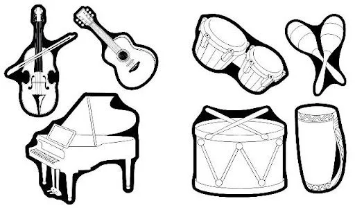 DIBUJOS PARA COLOREAR DE INSTRUMENTOS DE MUSICA