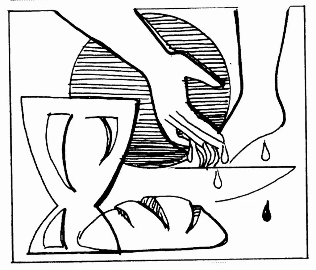 Dibujos para colorear el «lavatorio de pies» de Jueves Santo - Catequesis familiar