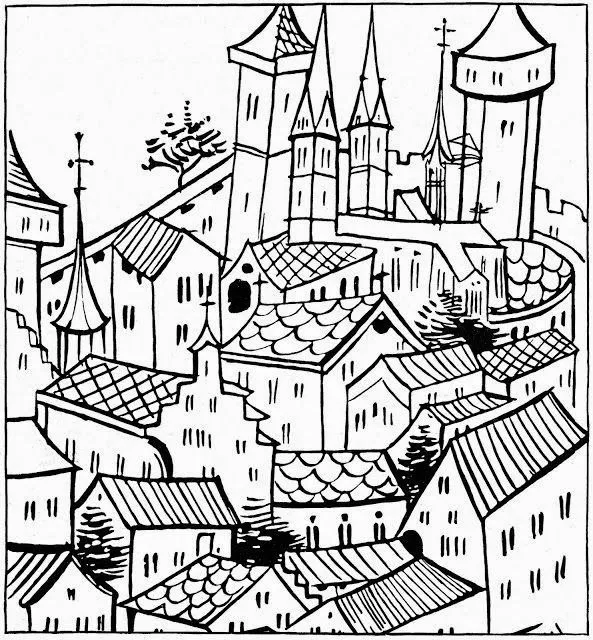 Dibujos para colorear. Maestra de Infantil y Primaria.: Pueblos y ciudades para  colorear. Towns and cities coloring pages.