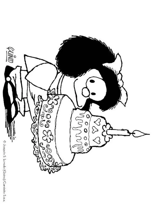 Dibujos para colorear MAFALDA, Mafalda cumpleaños para imprimir