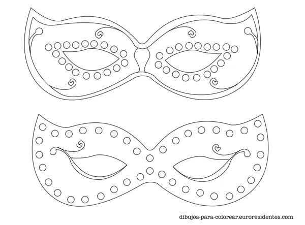 Dibujos para Colorear: 6 Máscaras de Carnaval para colorear