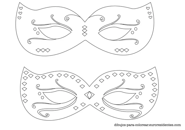 Dibujos para Colorear: 6 Máscaras de Carnaval para colorear