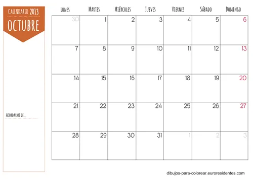 Dibujos para Colorear: Mes de Octubre 2013 para imprimir