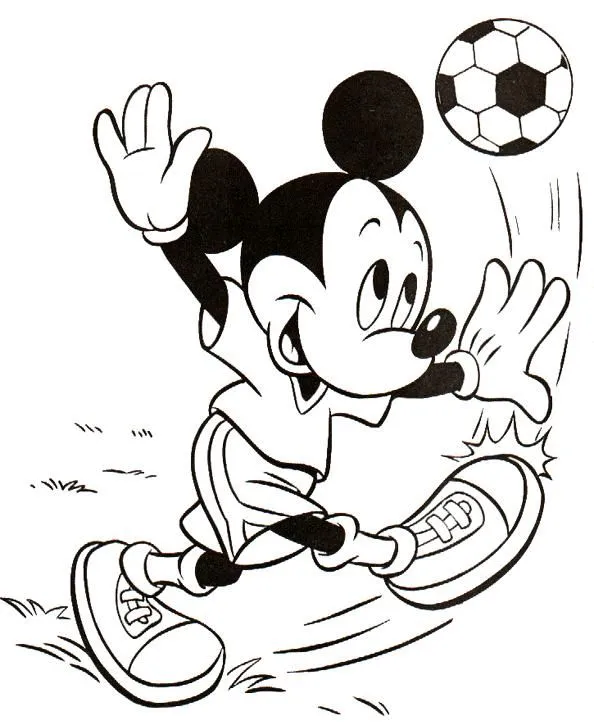 Dibujos para colorear: Micky Mousse jugando al Futbol