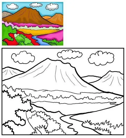 Dibujos para Colorear de montaña | Dibujos Para Colorear Imagen