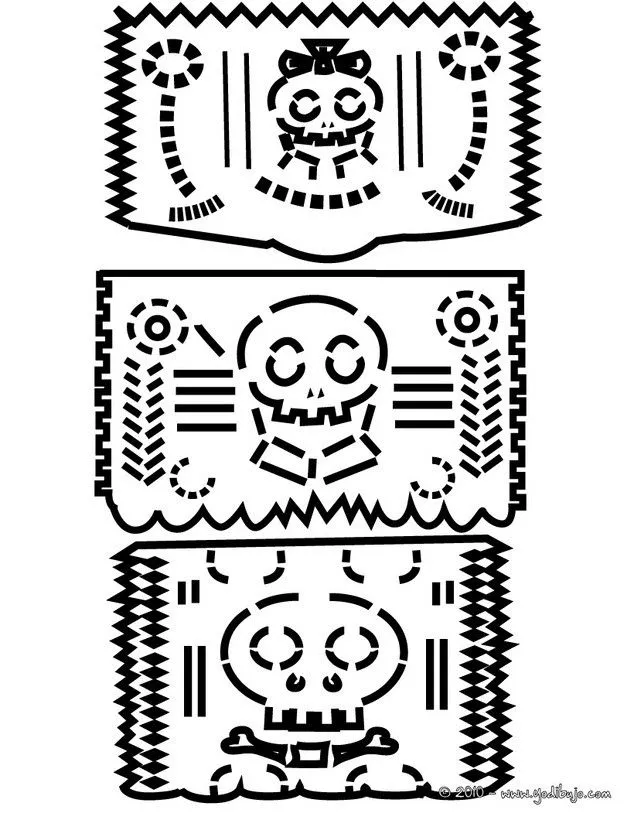 Dibujos para colorear DIA DE MUERTOS, guirnalda de papel picado ...