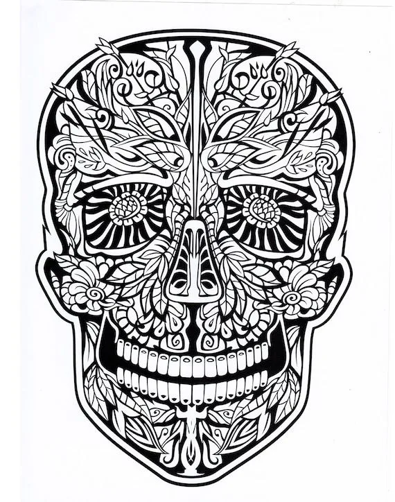 Dibujos para colorear, día de los muertos, día de muertos, artes y  manualidades de halloween, descarga digital imprimible nº 481. - Etsy México