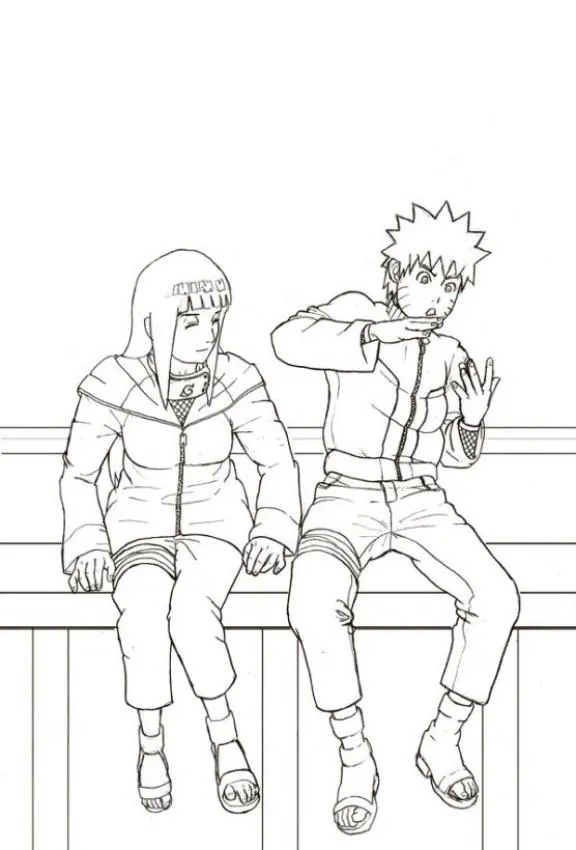 Dibujos para colorear NARUTO, Naruto y Hinata para imprimir