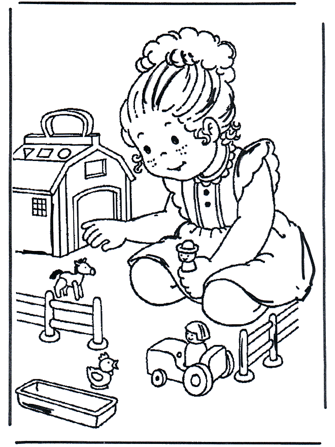 Dibujos para colorear de niños jugando con juguetes - Imagui