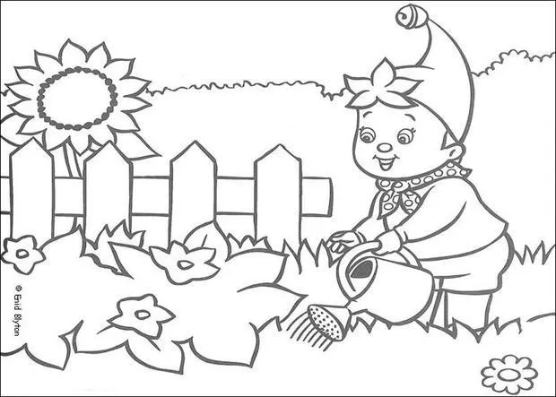 Dibujos para colorear noddy riega el jardín - es.hellokids.com