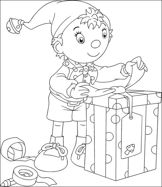 DIBUJOS PARA COLOREAR DE NODDY:NODDY ABRIENDO UN REGALO ...