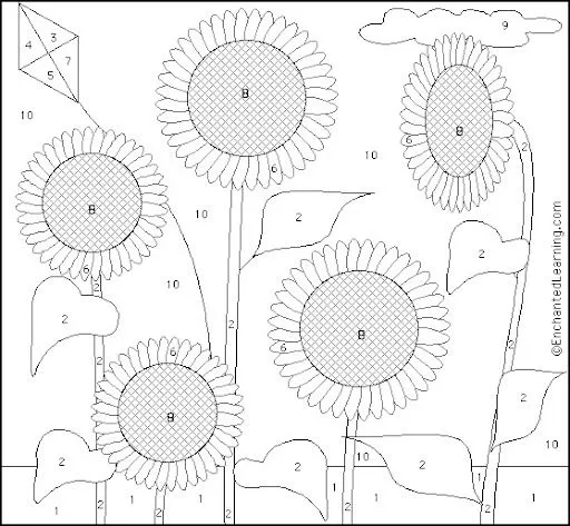 DIBUJOS PARA COLOREAR CON NUMEROS