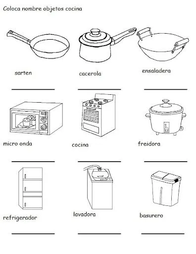 DIBUJOS DE COCINA PARA COLOREAR