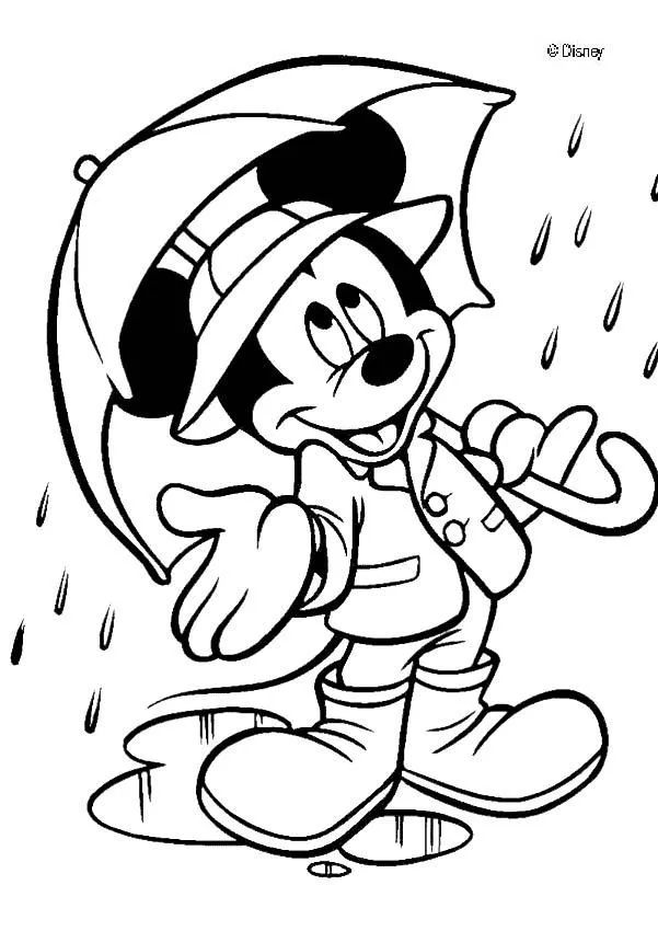 Mickey debajo de la lluvia - Dibujos para colorear MICKEY