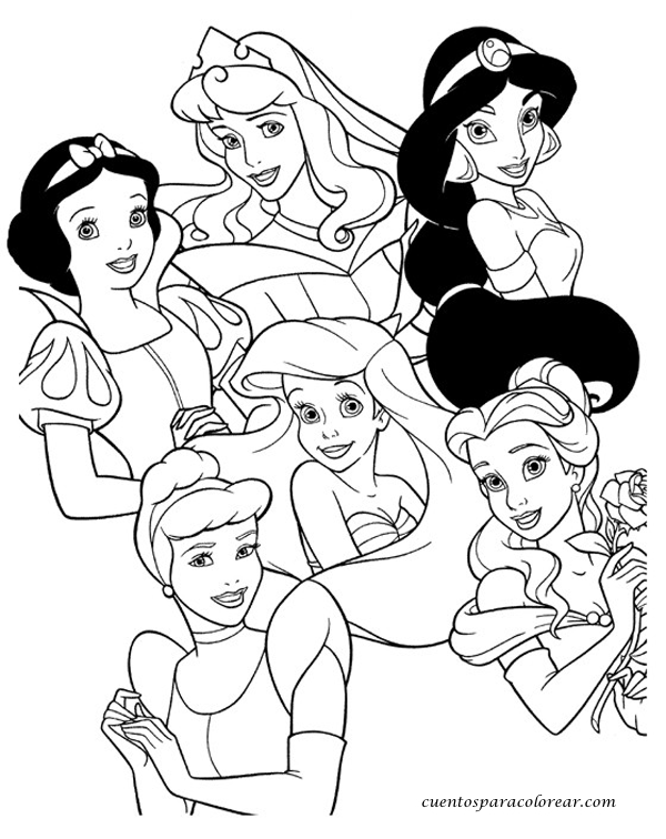 DIBUJOS PARA COLOREAR: PRINCESAS DISNEY