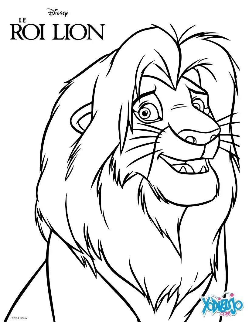 Dibujos para colorear REY LEON, Simba, el Rey León para imprimir