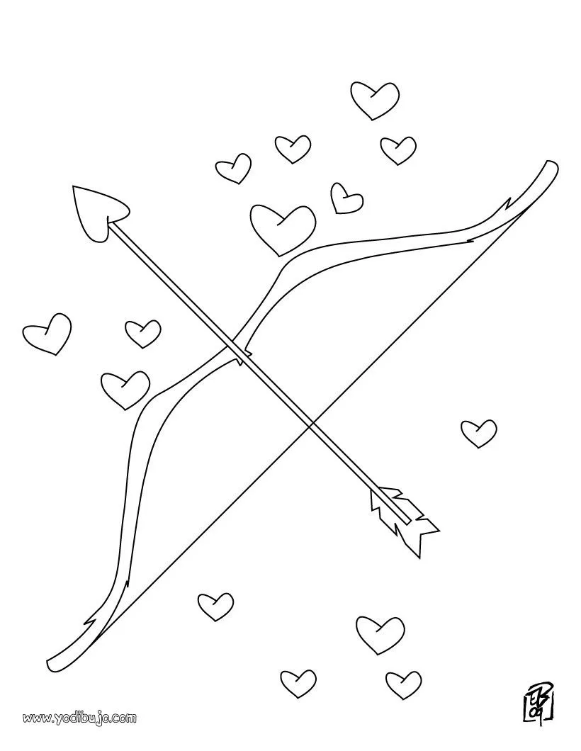 Dibujos para colorear SAN VALENTIN - Arco y flechas del Amor