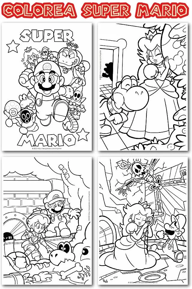 Dibujos para Colorear a Super Mario PDF gratis