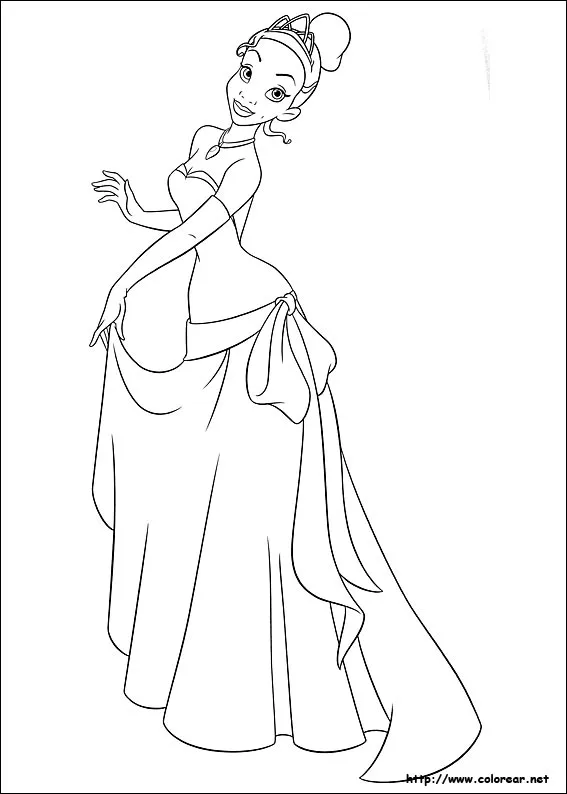 Dibujos para colorear de Tiana la Princesa y el sapo