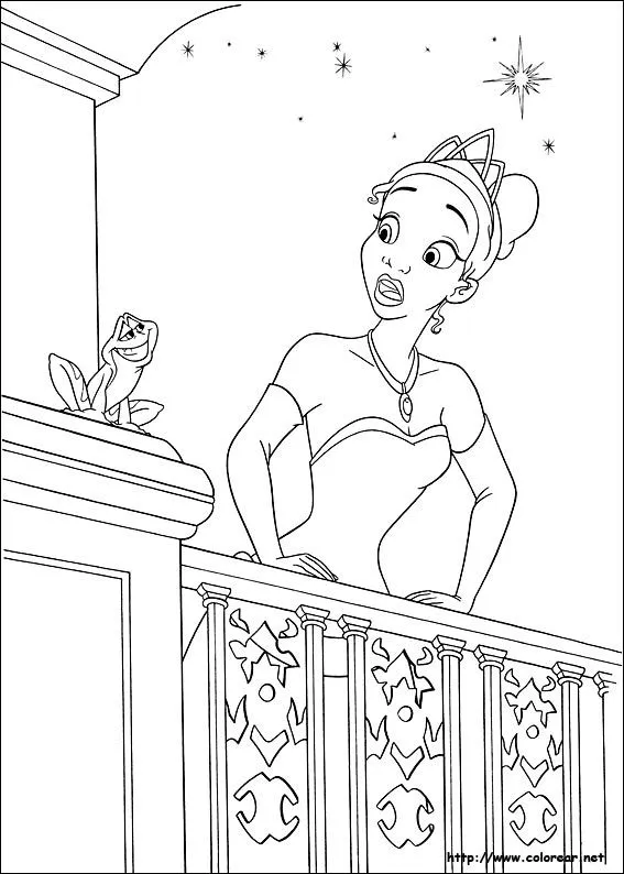 Dibujos para colorear de Tiana la Princesa y el sapo