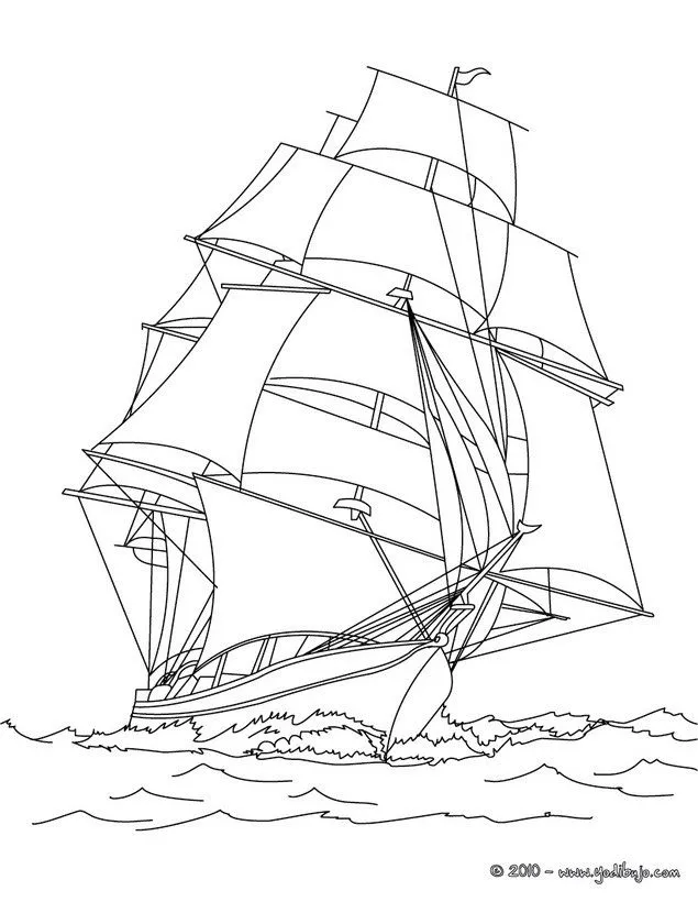 Dibujos para colorear VELEROS, VELERO CARAVELA para imprimir